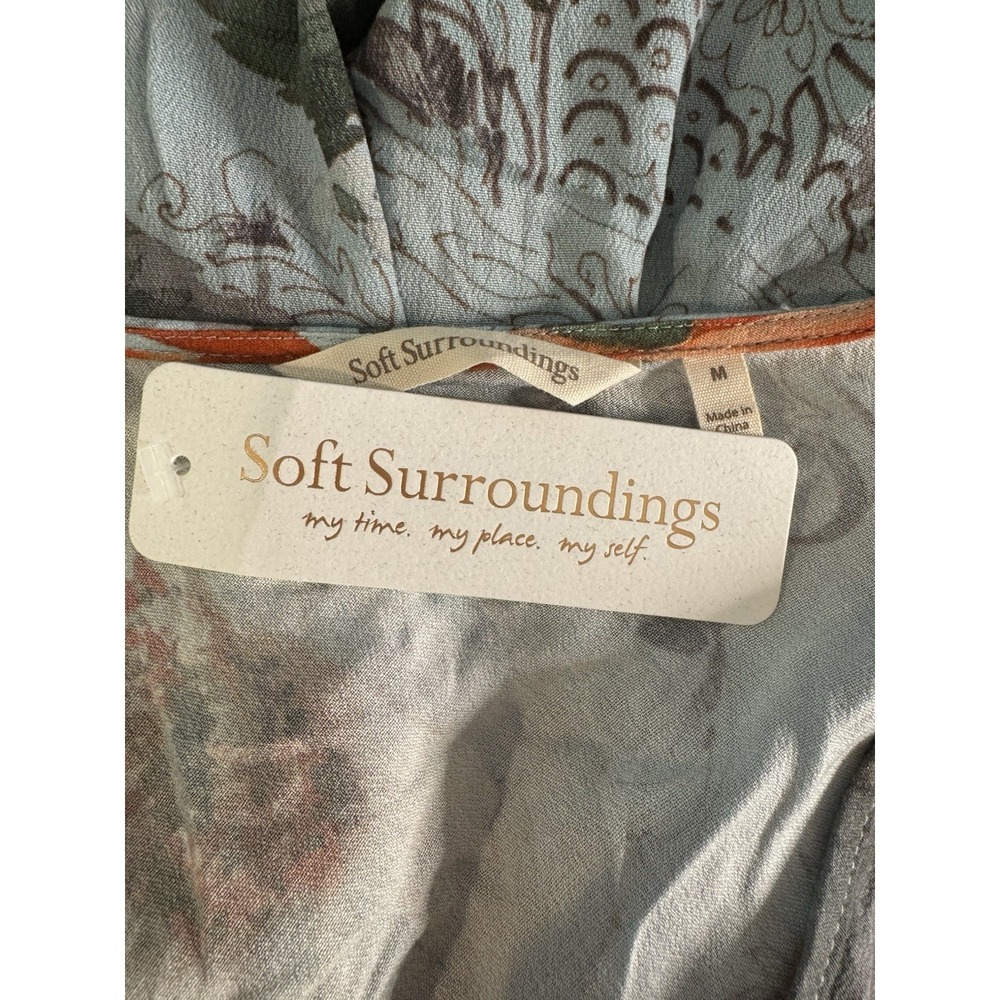 NWT Soft Surroundings First Blooms Maxi Dress M Blue Porcelain‎ Rose Floral Boho - Picture 8 of 10